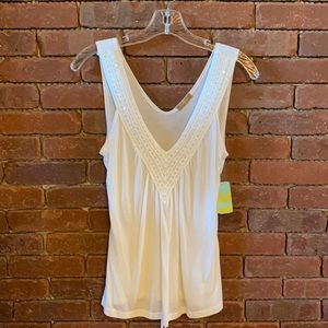 NWT White Sleeveless Top with Sparkle Trim